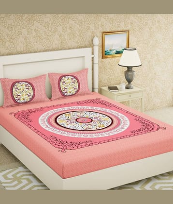Cosito Cotton 1 Double Bedsheet with 2 Pillow Covers ( Pink )