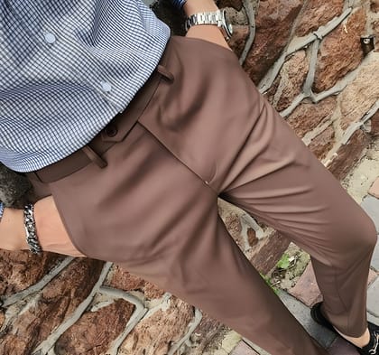 British Style Light Brown Men Formal Pants-28