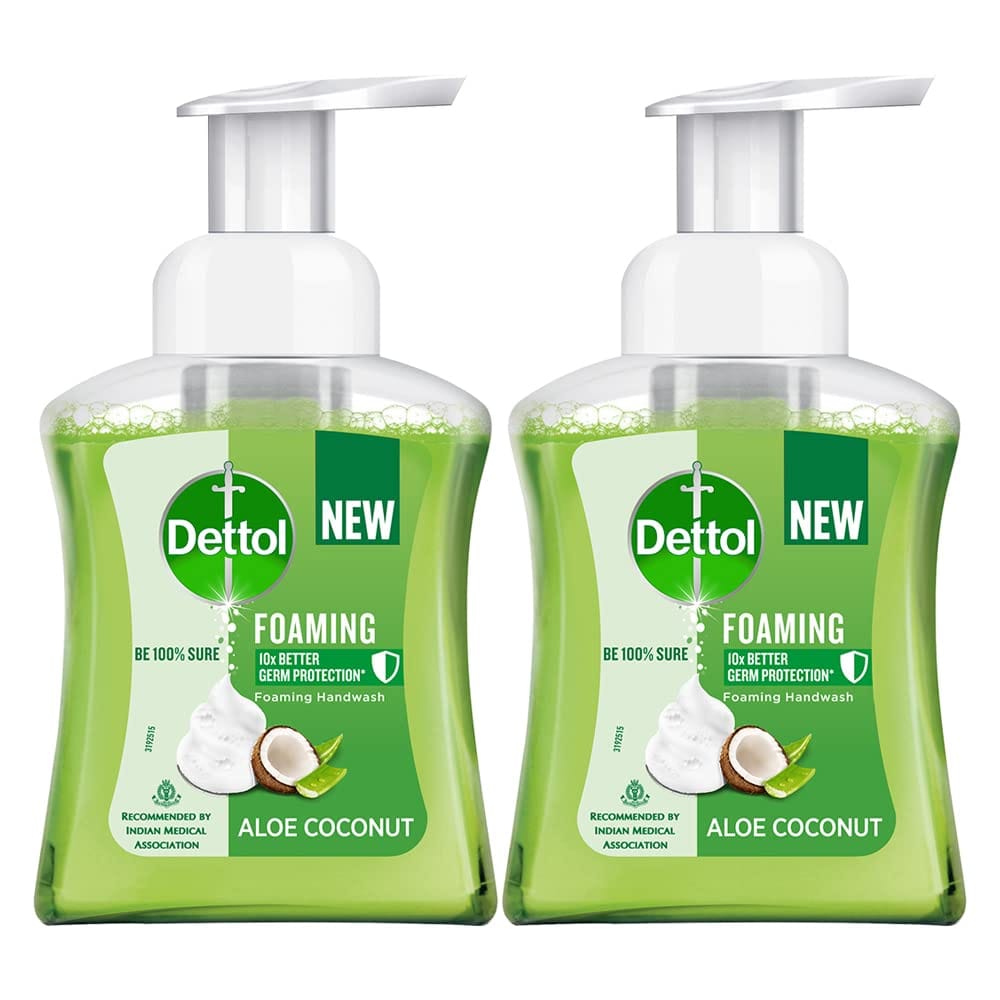 Dettol Foaming Handwash Pump – Personalized, 250ml (Aloe Coconut), Pack of 2, Green (DET-PERS-ALOE-PO2)