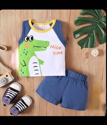 ODIMENT Pack of 1 Unisex Cotton T-Shirt & Shorts Set ( Navy Blue )