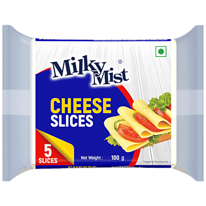 Milky Mist Cheese Slice - Rich In Protein, Calcium, Enhance Taste & Flavour, 100 g (5 Slices)