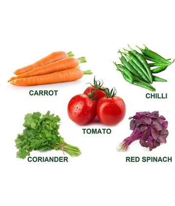 five veg combo (tomato,chiili,carrot,spinach,lady finger) 15 -15 seeds of each 1 oal 75 seeds combo with manual