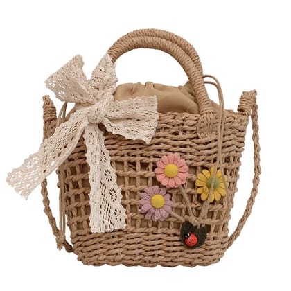 Summer Woven Bag Fashion Simple Lace Crossbody Shoulder Bag All-Match Flowers Cute Mini Handbag Summer Woven Bag Fashion Simple Lace Crossbody Shoulder Bag All-Match Flowers Cute Mini Handbag