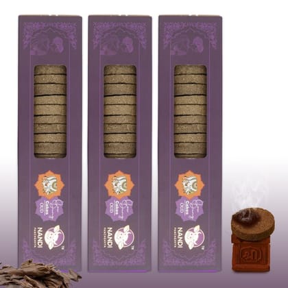 Nandi Air Purifier 100 Percent Desi Cow Dung Cake Kande (63 Pcs) (Oud Fragrance-Pack of 3)