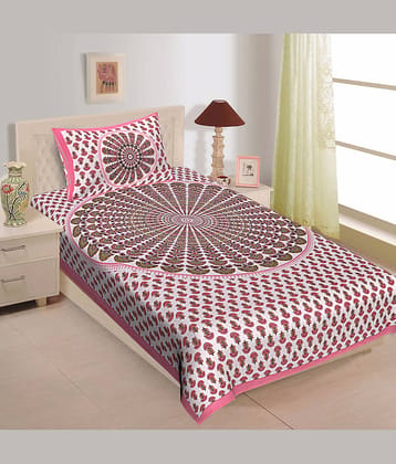Uniqchoice Cotton Single Bedsheet ( Pink )