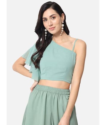 ALL WAYS YOU Women's Georgette Crop Top ( Light Blue )