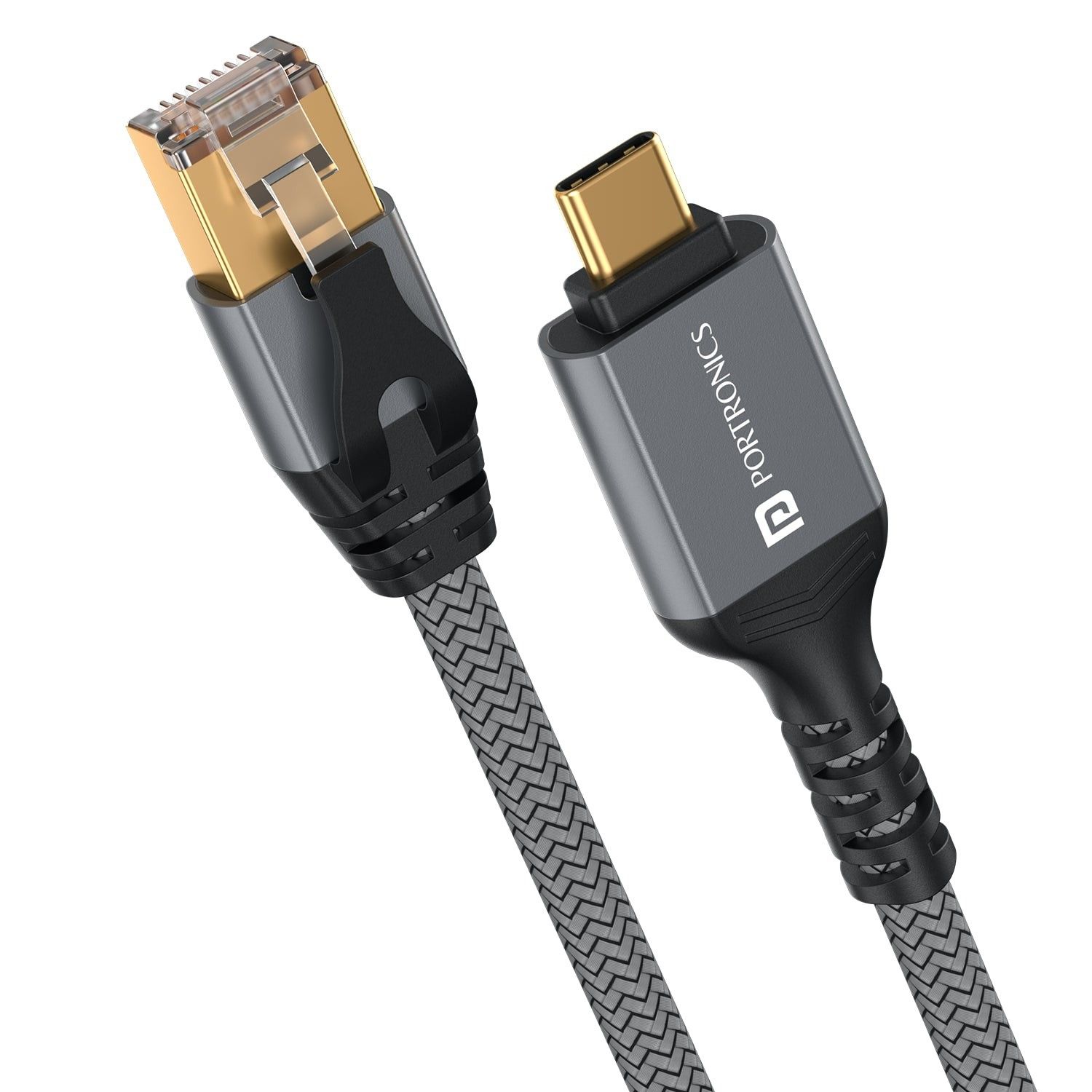 Portronics EtherC Cat6 Certified Ethernet Cable, 1000 Mbps Speed, Gold Plated Connectors, Nylon Braided, 2 Meters Long, Compatible with Laptops, MacBook, iPad & More
