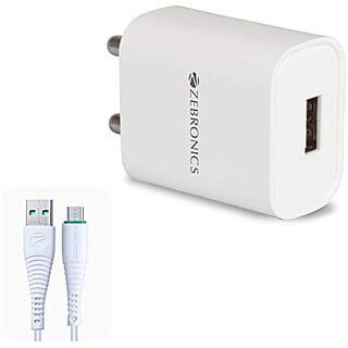ZEBRONICS Zeb-MA5211 USB Charger Adapter with 1 Metre Micro USB Cable Fast Charge for Mobile Phone/Tablets (White)_370clone.