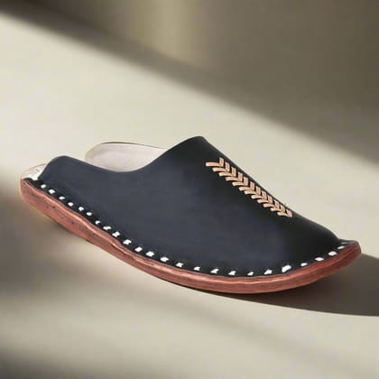 Leather Black Jutis For Men-6