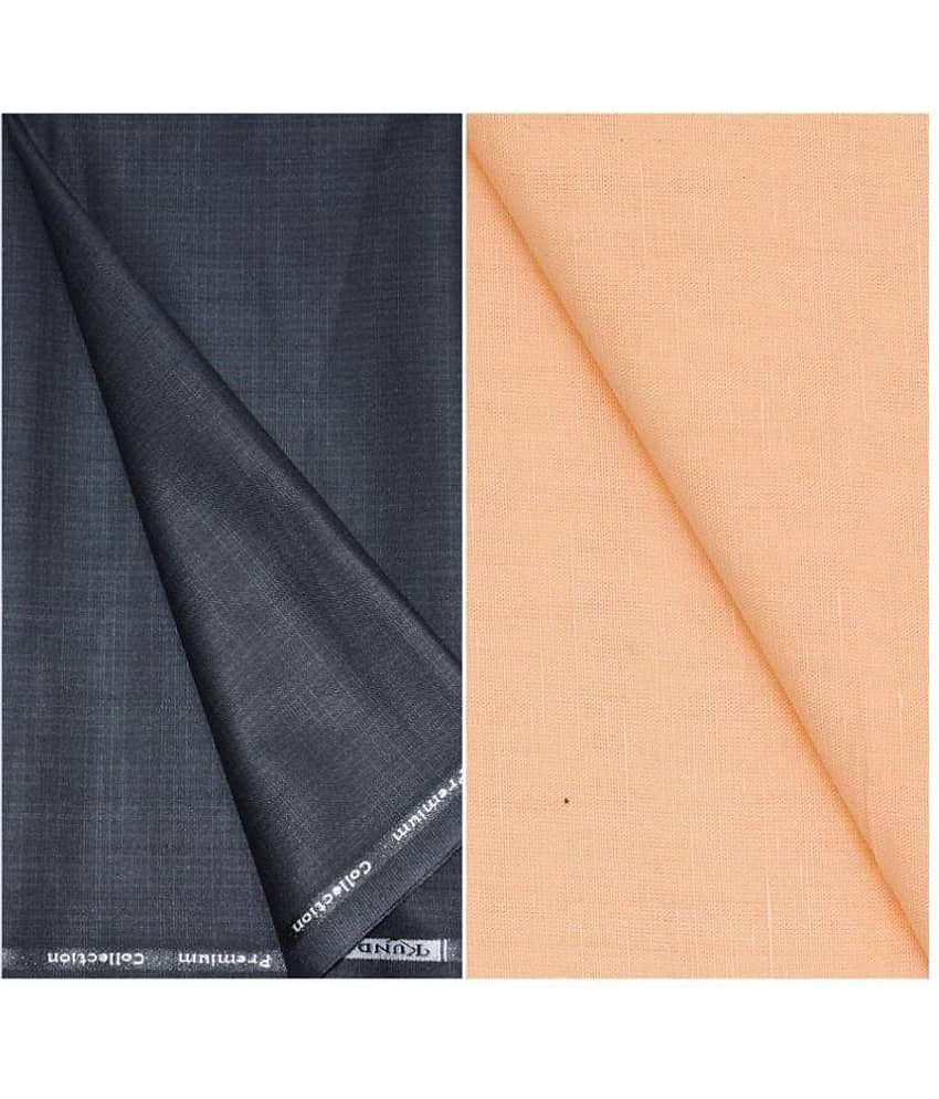 KUNDAN SULZ GWALIOR Multi Linen Unstitched Shirts & Trousers 1 Pant and Shirt Piece For Men