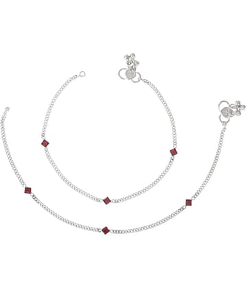 AanyaCentric Silver Anklets ( Pack of 1 )