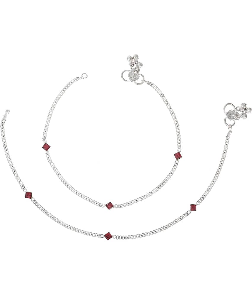 AanyaCentric Silver Anklets ( Pack of 1 )