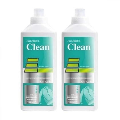 Colorful Clean Oxygen Bleach Liquid | Color-Safe Laundry Brightener & Stain Remover | Gentle on Clothes & Fabrics | 425ml (Pack 2 x 425Ml)