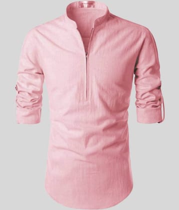 Vida Loca - Pink Linen Slim Fit Men's Casual Shirt (Pack of 1)