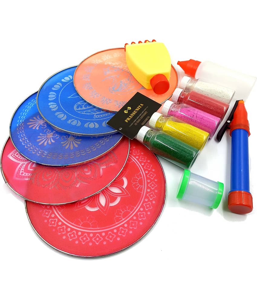 PRANSUNITA Other Rangoli Making Kit, Includes 5 Pieces 8" Round Stencils etc ( Pack of 1 )