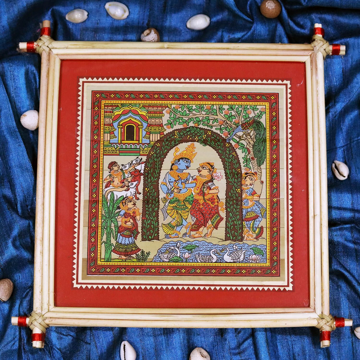 Radha Krishna Rasleela Lemon Grass Frame (Set of 2)