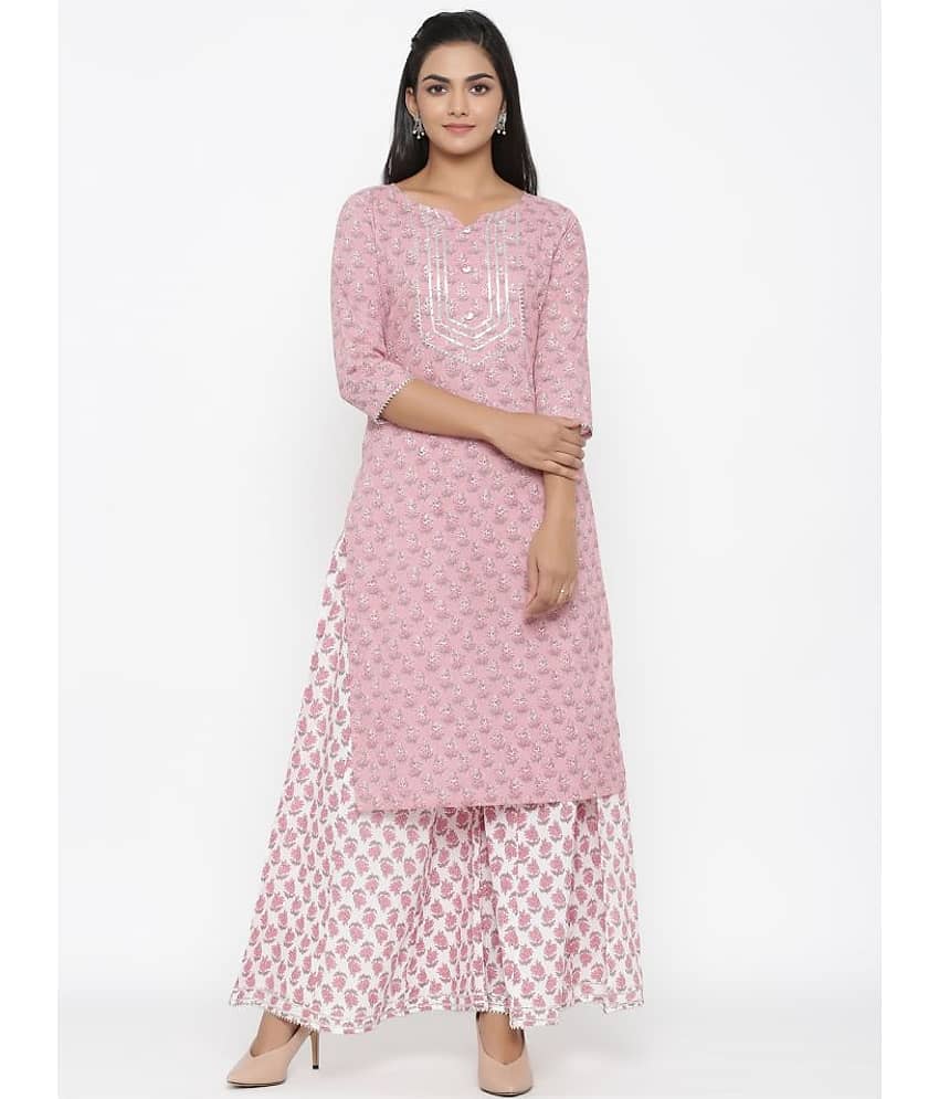 miravan Cotton Kurti With Palazzo - Stitched Suit