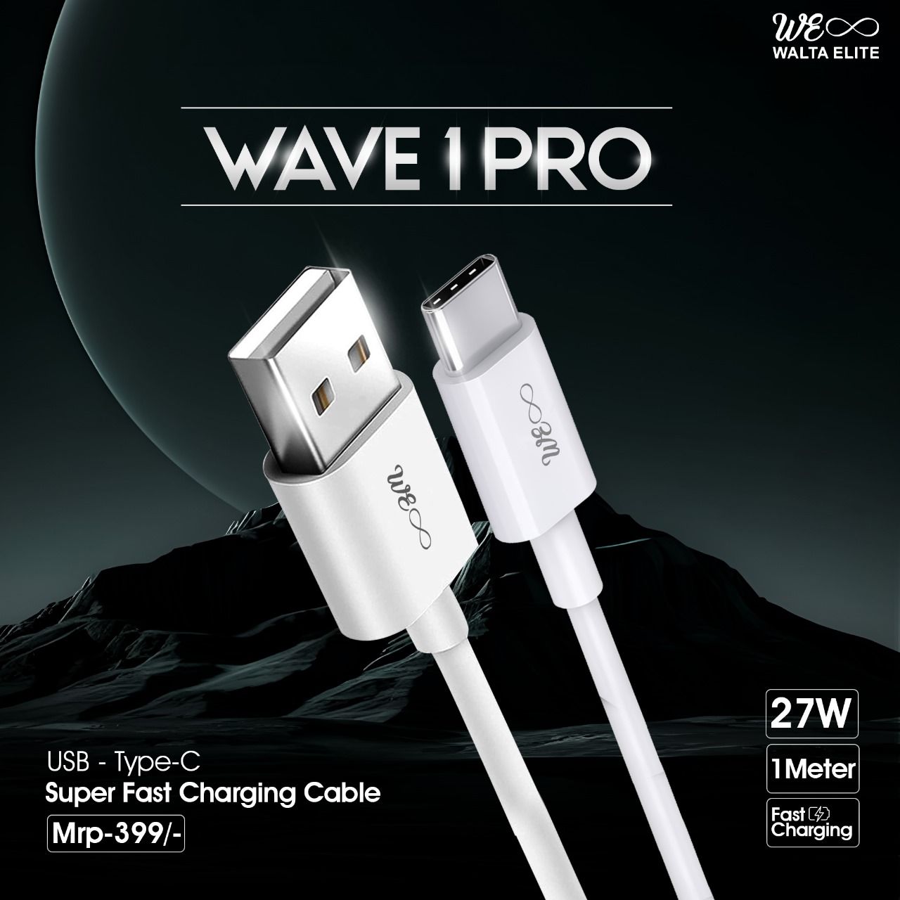 Walta Elite WAVE 1 PRO USB to Type C 27W Charging Cable