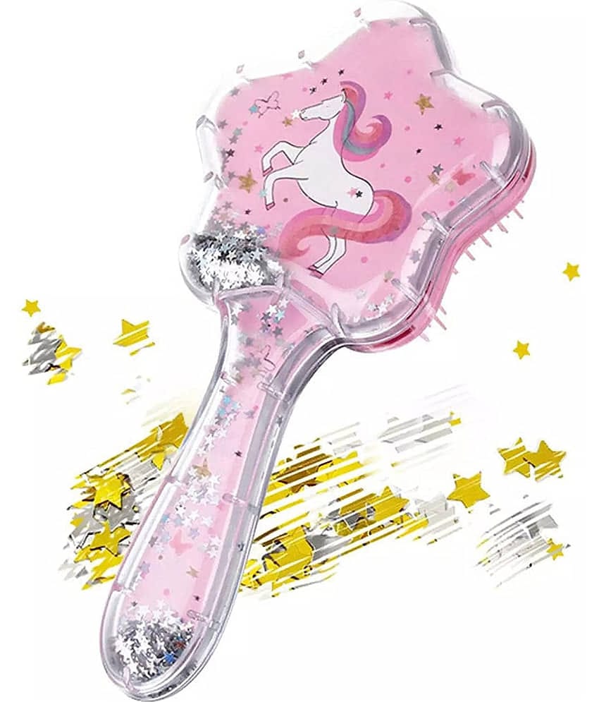KALRA MAGIC Cute & Latest Unicorn Glittery Star Hair Detangler Brush | Imported Novelty 3D Unicorn Paddle Cushion Hairbrush | Antistatic Massage Hair Loss Prevention for Kids Pack 1