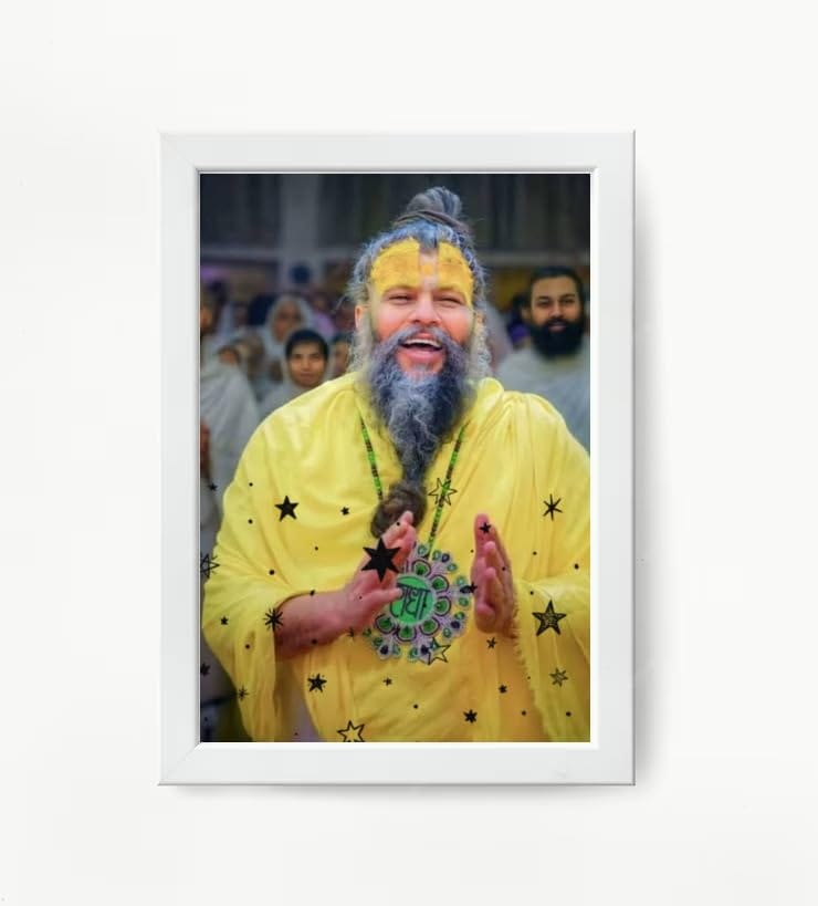 NOKKES Premanand Ji Maharaj White Religious Photo frame 5X7 Inch Photo Frame_WEW38