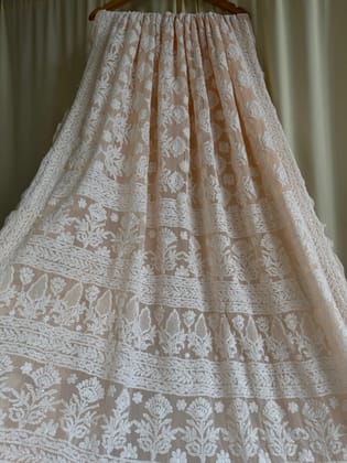 Georgette Chikankari saree in Peach-Peach