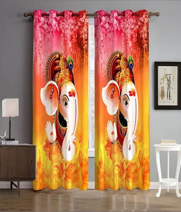 Sai Arpan Abstract Blackout Eyelet Curtain 7 ft ( Pack of 1 ) - Multi Color