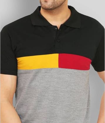Leotude Pack of 1 Cotton Blend Regular Fit Colorblock Half Sleeves Men's Polo T Shirt ( Grey )
