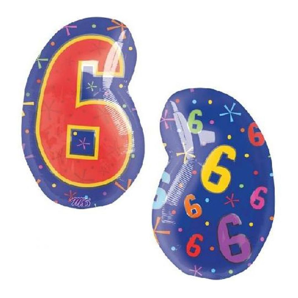 Number 6 Blue & Red Foil Balloon - Helium Quality - 18 inches - 1PC - Party and Festive Needs | Buy online on ZillyBuy