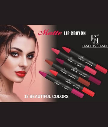 Half N Half Matte Lip Crayon Velvet Soft | Long Lasting | Non-Transfer | 24h Super Stay, 22 Shade (3.5gm)