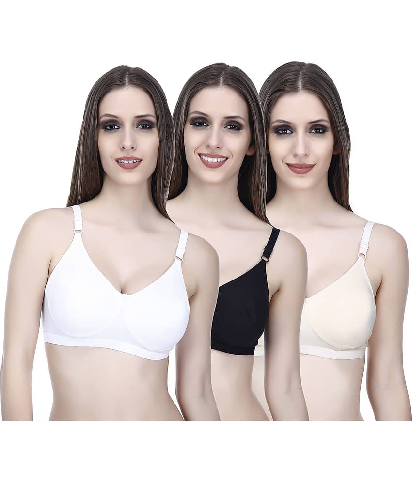Elina Pack of 3 Cotton Non Padded Women's Teenage Bra ( Multi Color )