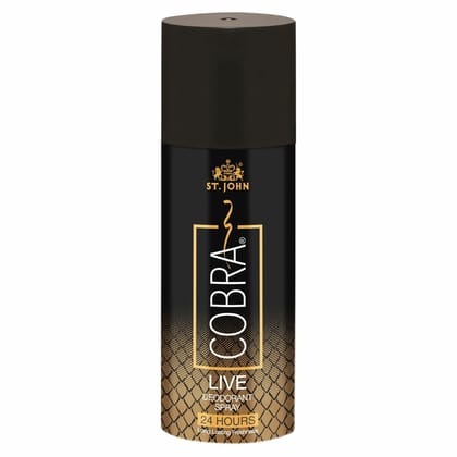 ST.JOHN Deo Cobra Live Limited Edition Deodorant Body Spray for Long Lasting Protection 150ml (Pack of 12) ST.JOHN Deo Cobra Live Limited Edition Deodorant Body Spray for Long Lasting Protection 150ml (Pack of 12)