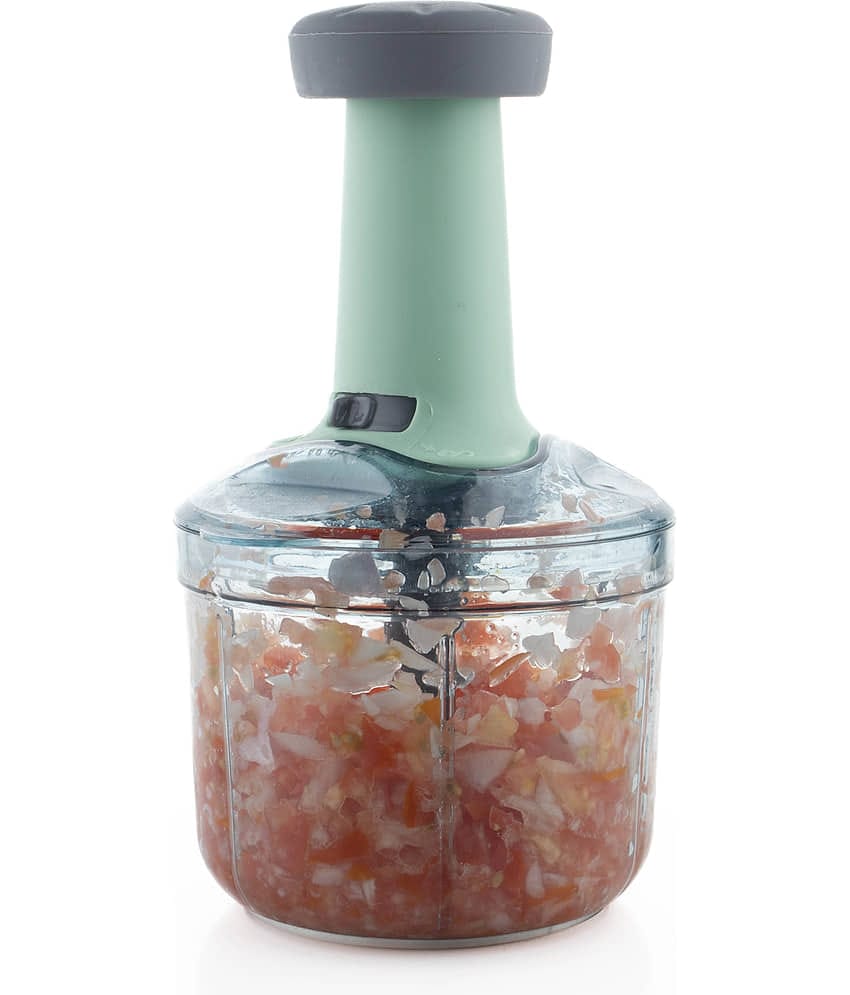 MAGICSPOON Push Chopper Blue Virgin Plastic Mannual Chopper 900 ml ( Pack of 1 )
