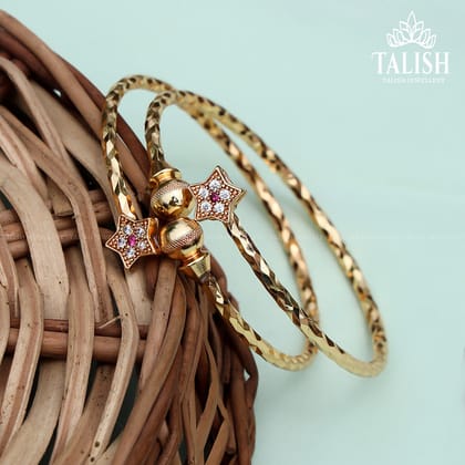 Elegant Gold-Plated Star Bangles with Crystal Accents