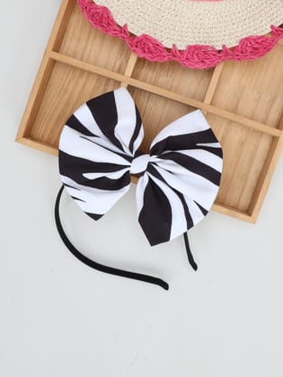 Zebra Bow Hairband-Black n White-one Size / Black