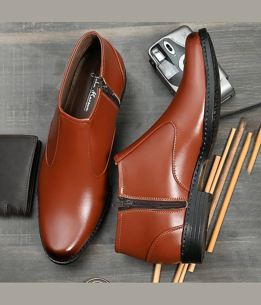 John Karsun - Tan Men's Slip On Formal Shoes