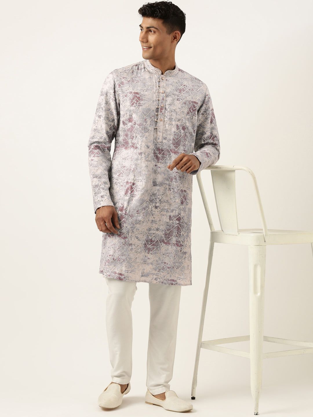 Old Rose Sequin Embroidery Kurta Set-Made To Measure / Kurta Churidaar Set