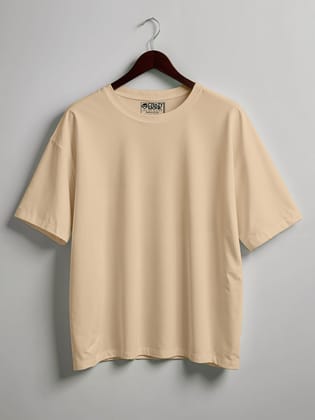 Plain Oversized T-Shirt-Beige / S