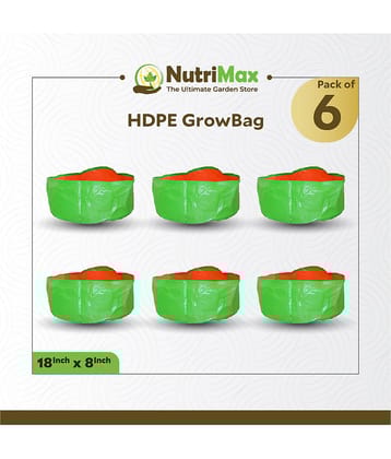 Nutrimax 200 GSM HDPE Grow Bags 18 inch x 8 inch Pack of 6 Outdoor Plant Bag