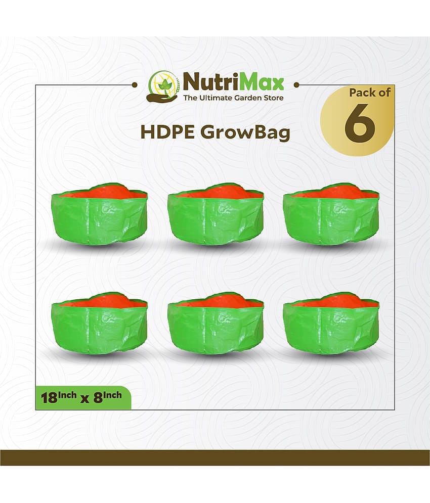 Nutrimax 200 GSM HDPE Grow Bags 18 inch x 8 inch Pack of 6 Outdoor Plant Bag
