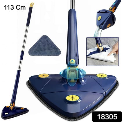 360° Rotatable Mop Triangle Mop with Long Handle (1 Pc / 113 Cm)
