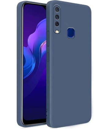 Case Vault Covers - Blue Silicon Plain Cases Compatible For Vivo Y12 ( Pack of 1 )