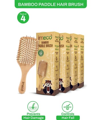 IMECO Wooden Paddle Brush For All Hair Types ( Pack of 4 )