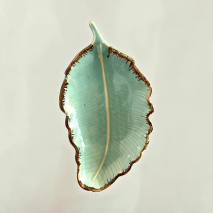 Ceramic Green Leaf Shaped Serving Tray