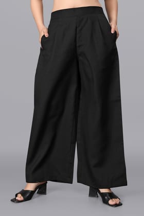 OWO THE LABEL Linen Palazzo  For women (OTLPANT2002)-Small