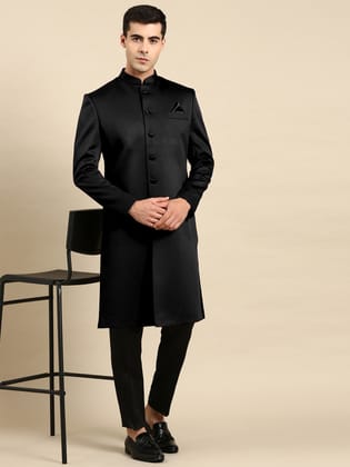 Black Classic Achkan-Made To Measure / Indo Pant Set