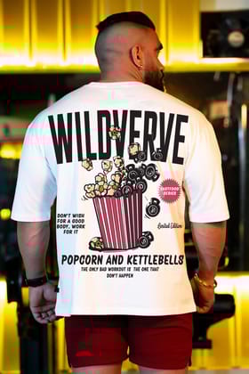 Wild Verve Strength & Snack Oversized T-shirt (WHITE)-S