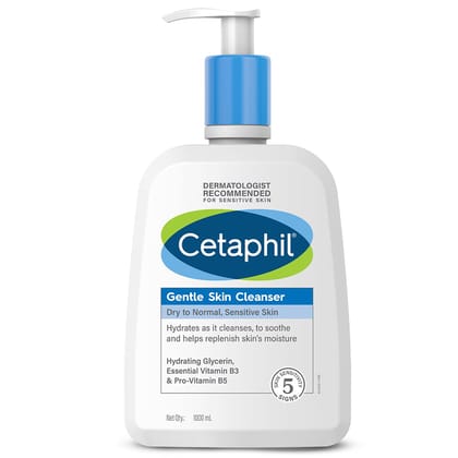 Cetaphil Gentle Skin Cleanser for Dry, Normal Sensitive Skin - 1000 ml| Hydrating Face Wash with Niacinamide, Vitamin B5| Dermatologist Recommended| Paraben, Sulphate Free Cetaphil Gentle Skin Cleanser for Dry, Normal Sensitive Skin - 1000 ml| Hydrating 