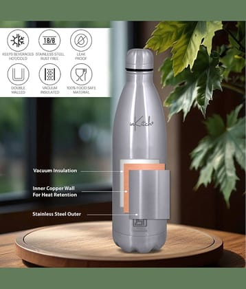 inKitch Double Vacuum Bottle Silver Thermosteel Flask ( 1000 ml )