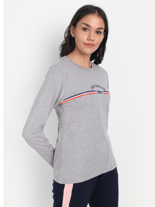 Women'S Premium Cotton Printed Full Sleeve T-Shirts-L