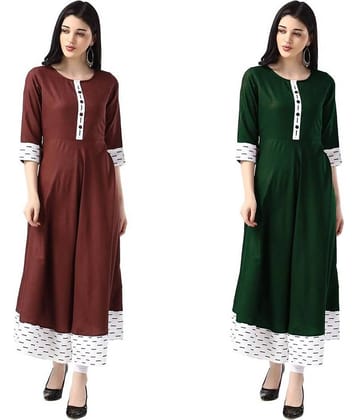 Estela - Multicolor Cotton Blend Women's Flared Kurti ( Pack of 2 )